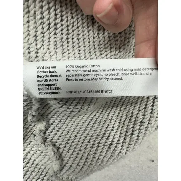 Eileen Fisher Size M Grey Heather Organic Cotton Terry Shawl Collar Jacket - Picture 7 of 8